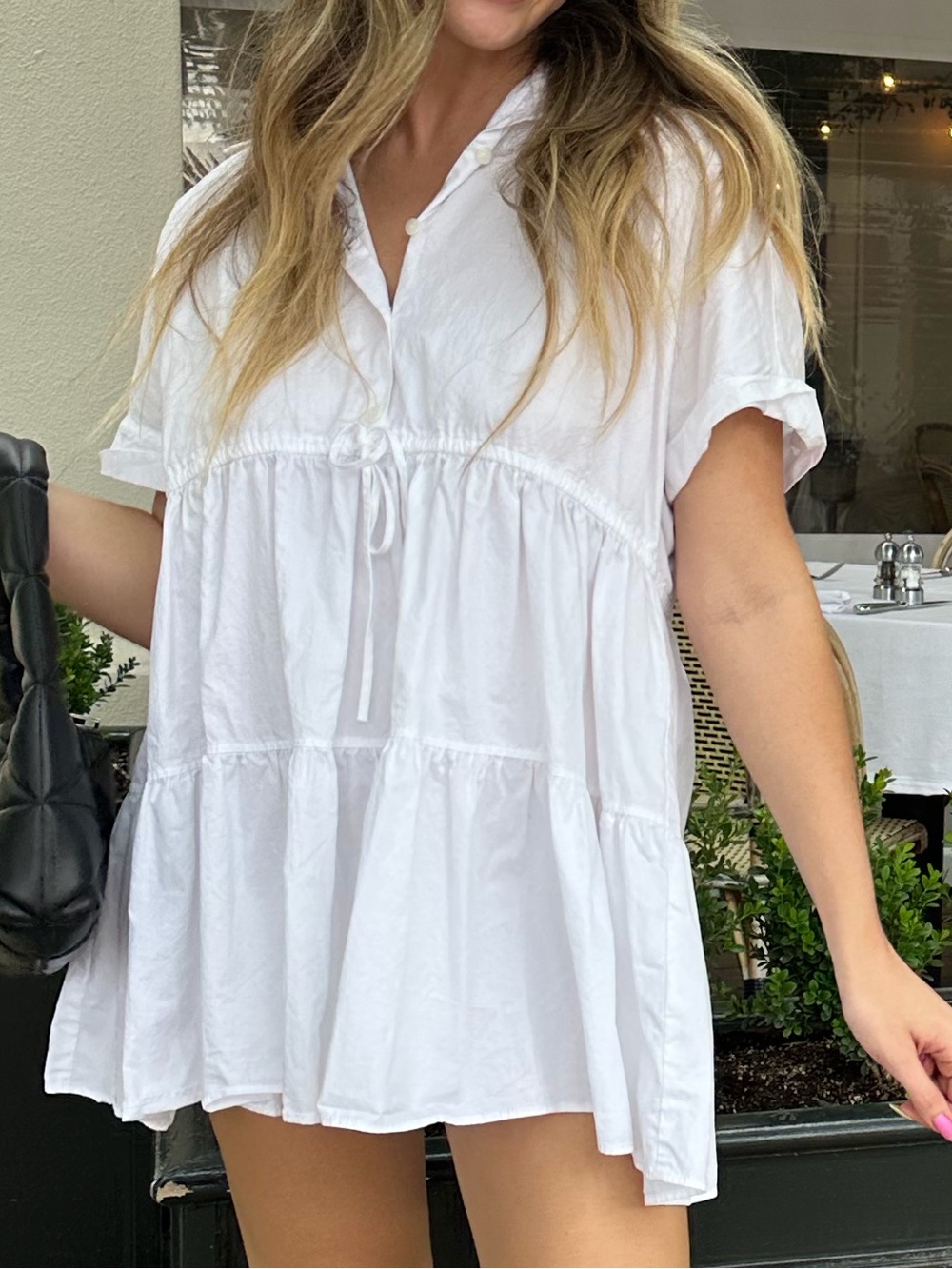 Zara White Tiered Babydoll Short Sleeve Tunic